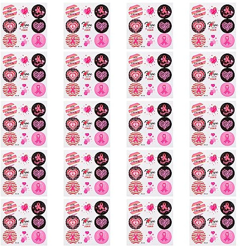 WANDIC Lot de 180 autocollants ronds pour la sensibilisation au cancer du sein - Ruban rose - Décoration de fête pour ordinateur portable, bouteille d'eau, téléphone, femme