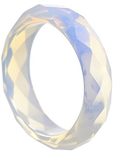 Faccetierter Ring aus Opalit (synth. Mondstein) Damenring Steinring Opalitring Mondsteinring schlicht