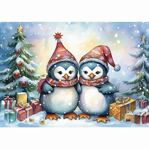 Rheskbecy Christmas Diamond Painting Set für Erwachsene,DIY 5D diamant painting weihnachten bilder Pinguin,Home Wall Decor 30x30cm