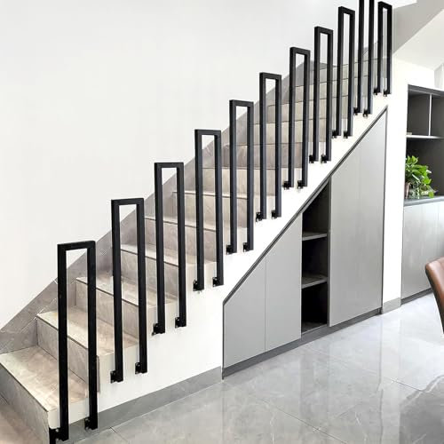T-ZBDZ Garde Corps Escalier Noir, Rampe Escalier Intérieur, Main Courante pour Escalier en Métal, garde corps en Forme de U, Rampe d'escalier pour Extérieur,Villas,Balcon(Installation Latérale/85cm)