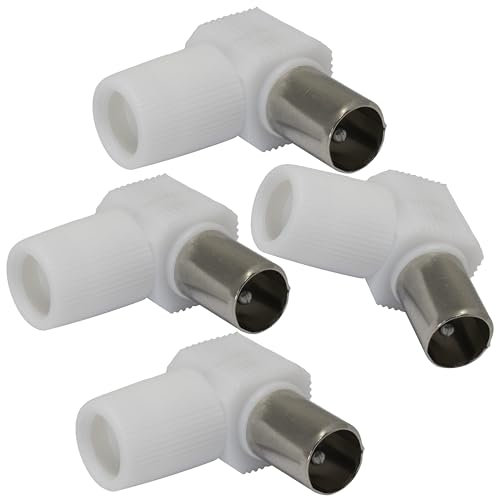 AERZETIX – C69582 - Lot de 4 fiche connecteur d'antenne RF mâle angulaire 90° Ø9.5 mm TV pour câbles coaxiaux - SAT adaptateur prise télé coupleur