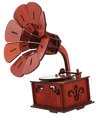 ibasenice 1 Satz Grammophon-Puzzle Grammophon-Schmuck hölzern Kinder bastelset basteln für Kinder Spielset aus Holz Spielzeug Grammophon-Modell Dekoration Handbuch Dekorationen 3D