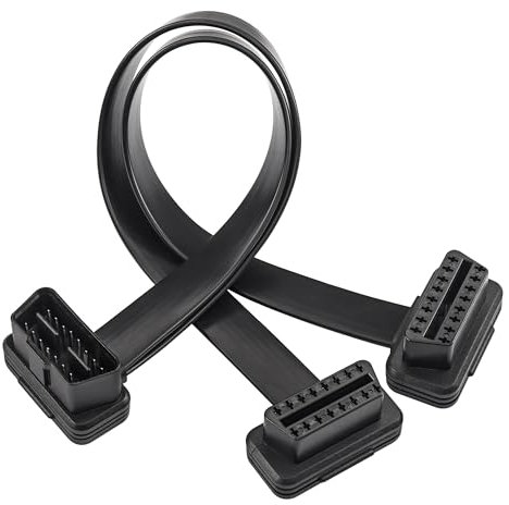 CERRXIAN 1.6 Fuß OBD-II 16-poliges Splitter-Verlängerungs-Flachkabel, OBD2-Stecker auf Dual-Buchse, Kabeladapter, OBDII-Splitter-Y-Kabel für GPS-Tracker, Diagnosetool und Codeleser (50cm/1.64ft)