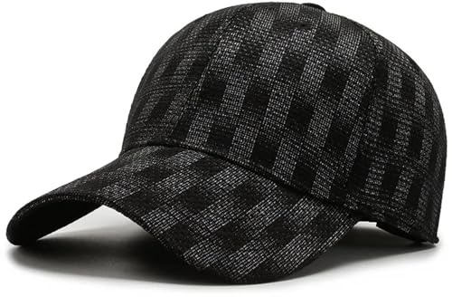 SOYNIA Herren Kappe Hut Frauen-Kappen Sonnenschutz-Baseball Kappe Für Männer Schwarz Grau, Plaid, Elastisch, Papa-Hut