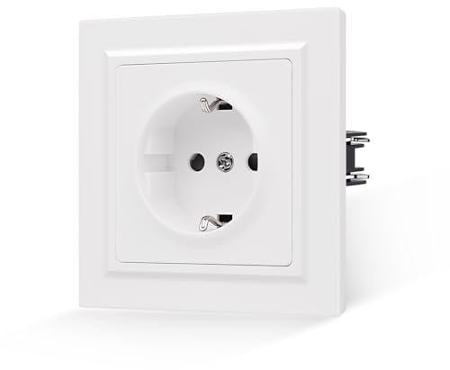 JIMEIDA Socket White Matt Smooth Skin 1 sujeto con enchufe de enchufe de 16 Amamp Schuko Socket de pared de la pared 84 * 84 mm, 250V