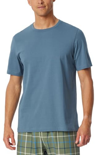 Schiesser Herren Schlafshirt Kurzarm Rundhals-Mix + Relax Pyjamaoberteil, atlantikblau_182179, 48