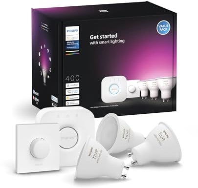 Philips Hue Starter kit: 3 GU10 Smart spotlights + Smart Button White and Colour Ambiance