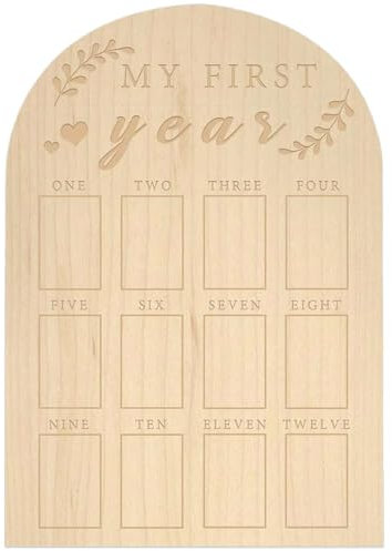 Jeorywoet Mein erstes Jahr Fotobrett, Wood 12 Monate Baby Erstes Jahr Fotorahmen, 12 x 17 Zoll Scherntür Mein erstes Jahr Bilderrahmen für Boy Girl Geschenk, Fotorahmen im ersten Jahr