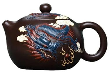 AGYSVGZ Juego De Té con Tetera Tetera China Zisha Teaware Yixing 400ml Arcilla Púrpura Tetera Hecha A Mano con Diseño Dragón Xishi Tetera Belleza Clásica Tetera De Navidad
