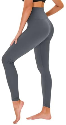 TNNZEET High Waist Leggings Damen Elastische Leggins Weiche Sporthose für Sport Gym,Dunkelgrau,2XL