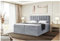 MEBLINI Boxspringbett mit Bettkasten - Gepolstert Doppelbett mit Matratze und Topper - Polsterbett mit Stauraum - Bett mit Kopfteil - Stauraumbett - Lukas - 200x200 - H3/Grau Samt