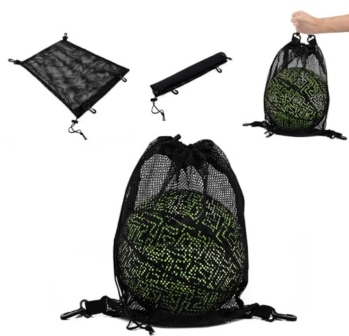 STAY GENT Drawstring Netz Tasche für Basketball Fußball Volleyball, Foldable Tragbar Tasche mit Abnehmbar Haken, Sport Fitnessraum Yoga Ball Ausrüstung Tasche für Jungs Mädchen Kinder