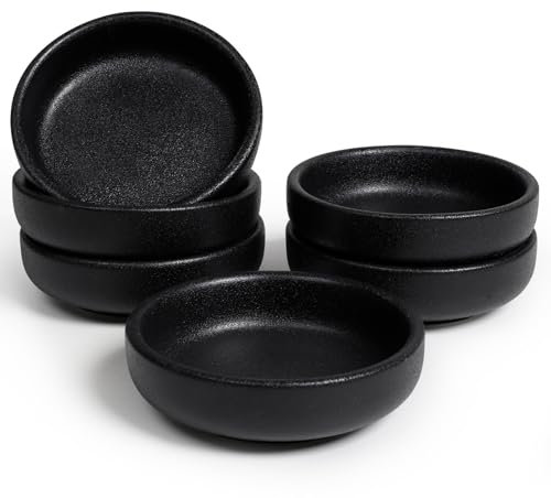 NOVAJOY Keramik Dipschalen x 6, Rund Saucenschalen Stapelbar, Gewürzschalen für Sushi, Saucenschälchen, Snack Schälchen, Für Vorspeisen, Ketchup, Sojabohnen, Sojasauce