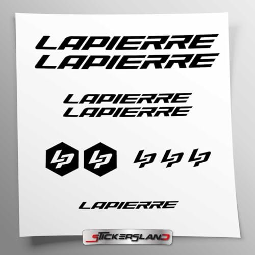 Stickersland® Aufkleber-Set kompatibel mit Rahmen MTB Mountainbike und Helm | Decals Aufkleber für Fahrrad Schriftzug Logos | Stickersland® - Lapier (schwarz glänzend)