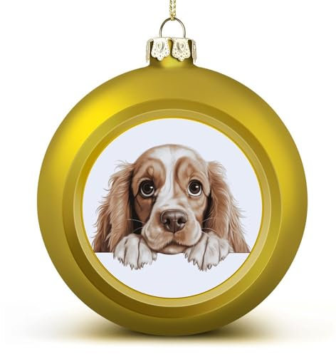 American Cocker Spaniel Weihnachtskugel, Ornament, goldener Hundeball, Ornamente für Weihnachtsbaumdekoration, Weihnachtsanhänger, Kugeln, Urlaub, Party, Gastgeschenk, Geschenke für Kinder