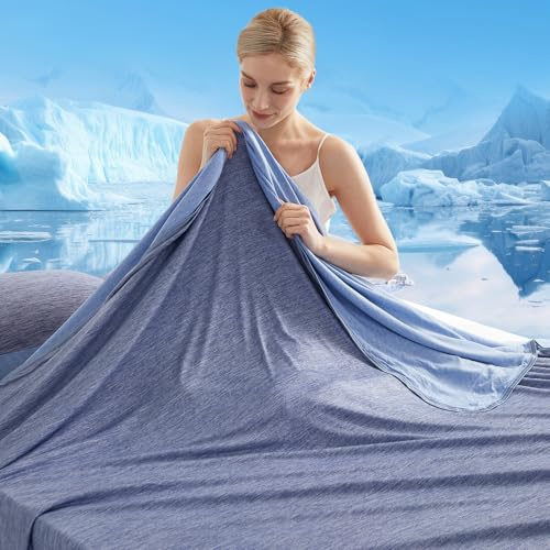 Marchpower Arc-chill 3.0 Cooling Blanket, Q-Max>0.5, 229x274cm, Blue | Cooling Fiber Summer Blanket, Double-sided Lightweight, For Night Sweats Adult Kids Hot Sleeper, Breathable & Comfort