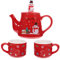 TOPBATHY Teiera Di Natale Pupazzo Di Neve Teiera E Set Di Tazze Set Da Tè in Ceramica Decorativo Portatile Di Natale