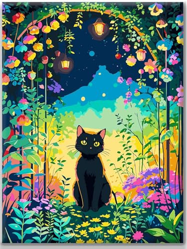 Yiminu.DS Diamond Painting Erwachsene, Diamant Painting Bilder Blumen 30x40cm 5D Diamond-Painting Diamant Painting Bastelset BastelnWanddeko, Blume Katze