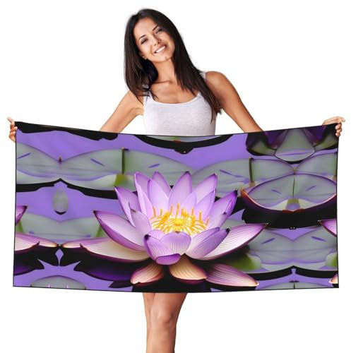 YQxwJL Toalla de playa de rizo con estampado de flor de loto morado, toallas de piscina para hotel para todas las estaciones, altamente absorbente, colores surtidos,