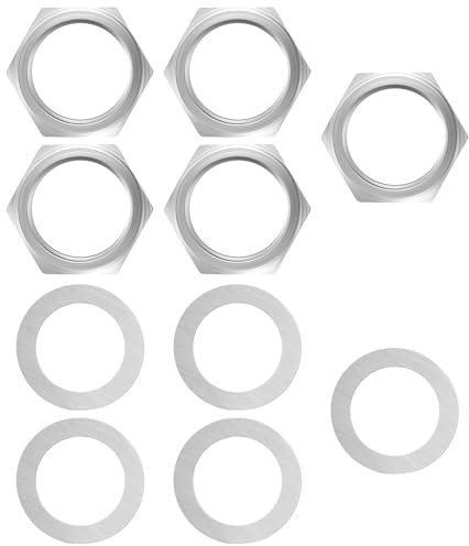 5 Set Guitar Jack Nut and Washer, Jack Socket Nut with Washer, Thread 3/8 Guitar Input Output Jacks Socket Nuts and Washers for Guitars and Bass, Silver