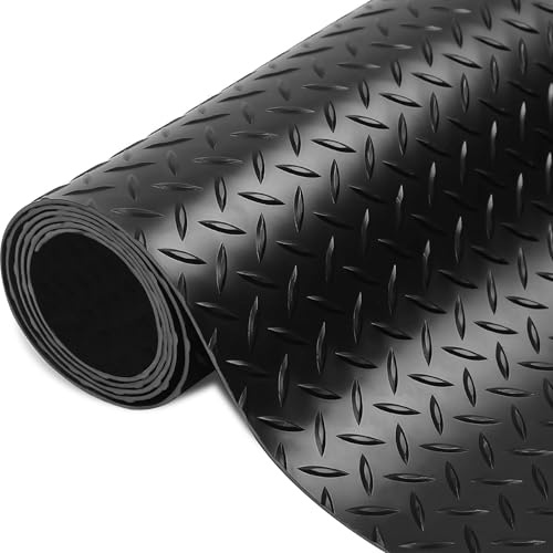 2,5mm Gummimatte Meterware Bodenbelag Gummiläufer Schutzmatte Noppenmatte Rutschfest Gummi Bodenmatte Arbeitsplatz-Matte Heavy Duty Industriell Gummimatten for Fabrik, Garage, Anhänger, 0,5–1,5m,(1.2X