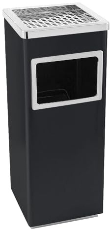 Willonin Poubelle avec Cendrier pour Extérieur - Cendrier sur Pied en Acier Inox avec Poubelle -Poubelle Cendrier - 24 * 24 * 60cm 35L- Noir-1PC