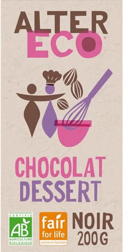 Tablette de Chocolat Pâtissier Dessert Noir Bio ALTER ECO - La tabLette de 200g Lot De 4 - Par Lot