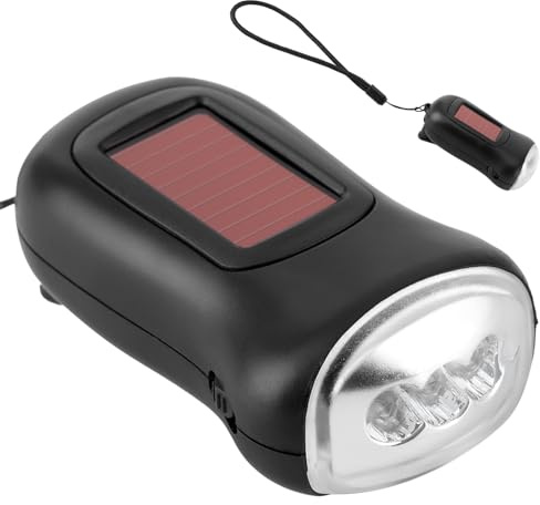 Kavolet Handkurbel Solar Angetrieben, Wiederaufladbare Taschenlampe, Notfalldynamo -Torch mit Hoher Effizienz -LED für Camping Im Freien, Vielseitige Überlebensausrüstung,
