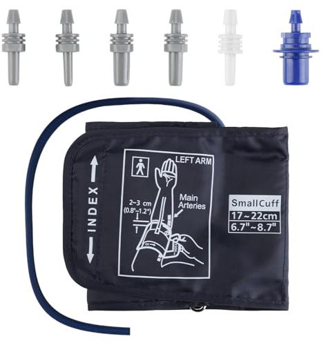 Blood Pressure Cuff 17-24cm, Replacement Electric Blood Pressure Cuff Adjustable Adult Blood Pressure Monitor Cuff with 6 Connectors Compatible with Most BP Monitors (Small)