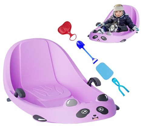 Sled,Built-in Backrest Sport Supplies | Outdoor Snow Sled with Brake,for Children Boys Children Cold Weather Snowy Hills Park Backyard Playground