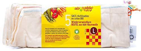 Ecodis - 5 Sacs réutilisables fruits et légumes, en coton bio
