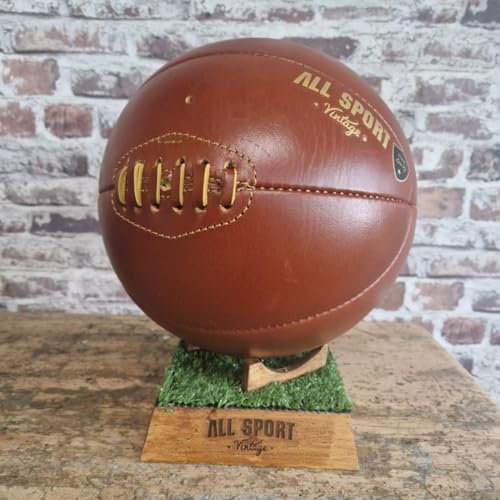 ALL SPORT VINTAGE - Ballon de Basket - Taille T7 - Marron - Socle Green-Tee - Cuir de Vachette - Cousu Main - Marque Française