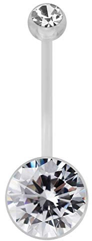 Clair Pierre CZ 14 Gauge Clear BioFlexible Grossesse Ventre Barre Piercing
