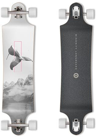MINORITY Downhill Longboard aus Ahorn, 101,6 cm Drop-Trogdeck, hergestellt für Cruising, Urban Commuting Ride (Whale)