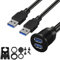 IHRKleid Dual USB Armaturenbrett-Kabel für bündige Montage, 1 Meter, Panel Mount Kabelstecker USB 3.0, Verlängerungskabel für Armaturenbrett, für Auto, Boot, Motorrad