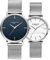 VICTORIA HYDE Analog Quarz Paaruhren für Damen und Herren Edelstahl Mesh Band