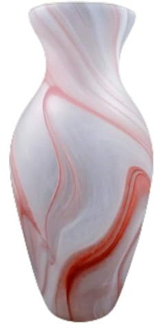 Tammaro Home Vase amphore en Verre de Murano Satin Blanc avec veines Rouges