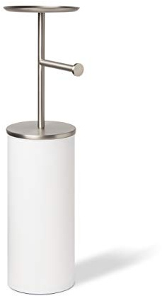 Umbra Portaloo Toilet Paper Stand and Storage, Attractive Modern Freestanding Toilet Paper Holer, White/Nickel
