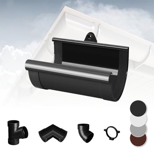 RAINWAY S Regenrinnen System (Rinnenverbindungsschale anthrazit) - PVC-U Kunststoff in 4 Farben, für Dachflächen < 100m² empfohlen, Verbinder Erweiterung