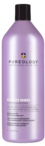 Pureology Hydrate Sheer, Moisturising Shampoo, For Fine, Colour Treated Hair, Vegan Formulas, Sulphate Free for a Gentle Cleanse