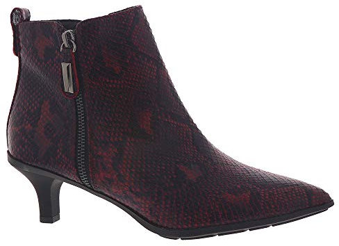 Anne Klein womens Low Heel Pointy Toe Bootie Fashion Boot, Dk Red Reptile Print, 7.5 US
