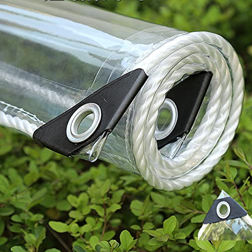 wasserdichte Transparente PVC Plane mit Ösen,Wetterfeste Plane Strapazierfähige Vordächer Faltbar,0,35mm Regenschutz Abdeckplane für Gartenmöbel Pflanzen Gewächshaus Pet Hutch Dach(1.8x4m/5.9x13ft)