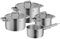 WMF Comfort Line Topfset Induktion 4-teilig, Induktions Töpfe Set, Kochtopf Set mit Glasdeckel, Cromargan Edelstahl mattiert, Skalierung, Töpfe Set stapelbar, unbeschichtet