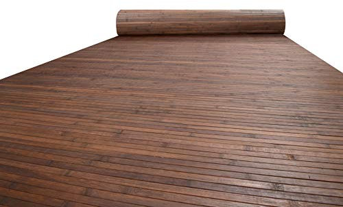 Bambus Wandverkleidung - Exotischer Rollbelag aus echten Bambuslatten - flexibel und vielseitig einsetzbar (Muster: 30 x 20 cm, Natur dunkelbraun)