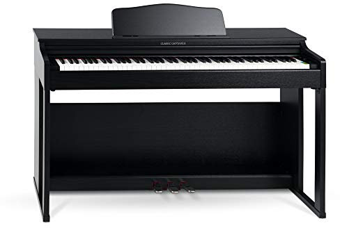 Classic Cantabile DP-230 SM E-Piano - Digitalpiano mit Hammermechanik - 88 Tasten - 2 Anschlüsse für Kopfhörer, USB, Audio und MIDI - 3 Pedale - Piano für Anfänger - Schwarz matt
