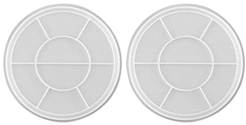 EXCEART 2 Stück Harzformen rund Kristall Geode Achat Teller Form Essen Serviertablett Epoxidgussform für DIY Schmuck Aufbewahrung Teller Dinner Dish Home Decor Weiß