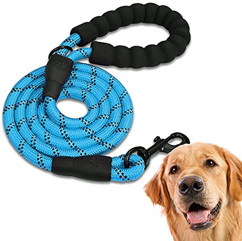 EDIPETS, Laisse Chien, Laisse de Dressage pour Chien, Rembourrée, Poignée Souple, Corde pour Chiots et Petits, Moyens et Grands Chiens, 1,2 et 1,5 mètres (2.2 M, Bleu)
