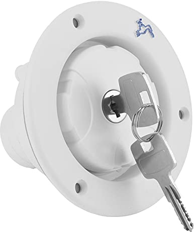 Gravity Freshwater Inlet Locking Leakproof Hatch Filler Cap mit 2 Schlüsseln Weiß für Wohnmobil Wohnwagen und Reisemobil