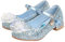 KANDEMY Mädchen Kristall Elsa Schuhe mit Absatz Glitzer Prinzessin Schuhe mit Pailletten Kinder Sandalen Eiskönigin für Halloween Fest Fasching Geburtstag Party Blau 34