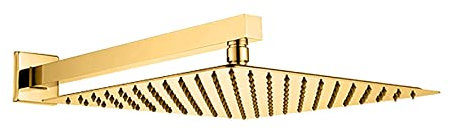 SXLSZ Regendusche Duschkopf Gold Kopfbrause Quadrat Duschkopf Regenbrause Hochdruck Einbauduschk?pfe mit Anti-Kalk Düsen, 304 Edelstahl Brausekopf mit Brausearm, G1/2,8 Inch